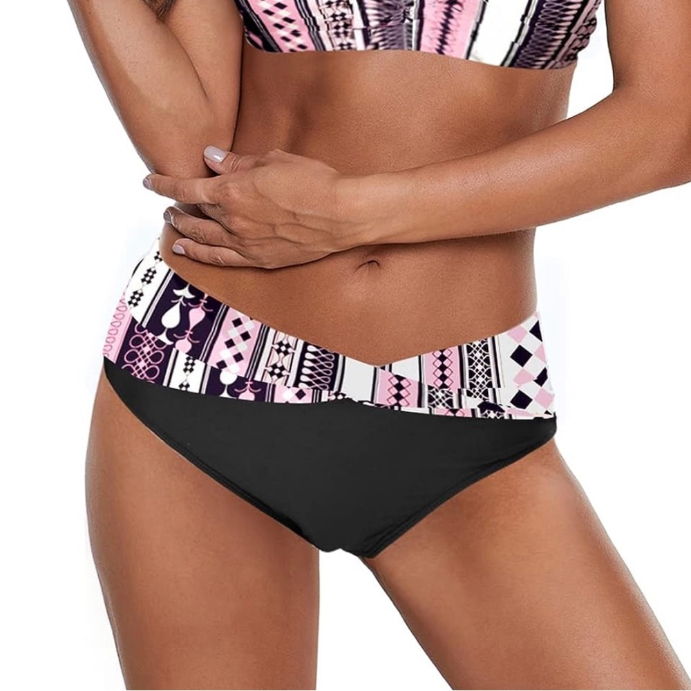 Yanekop Womens Two Piece High Waisted Swimsuits Push Up Halter Bikini Striped